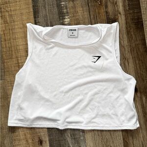 Gymshark White Cropped Muscle Tank - Minimal Logo
